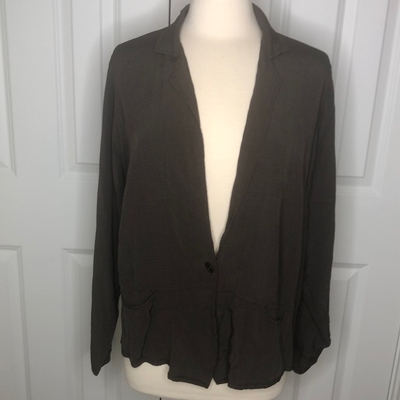 Flax by Jeanne Engelhart Olive Green Jacket M - Picture 1 of 6